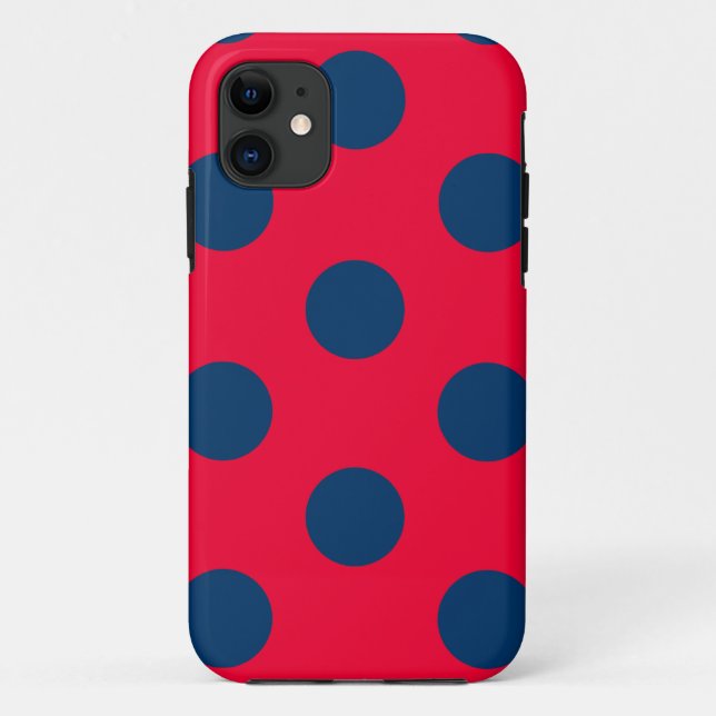 Phone Case Polka Dot Red & Navy Blue (Back)