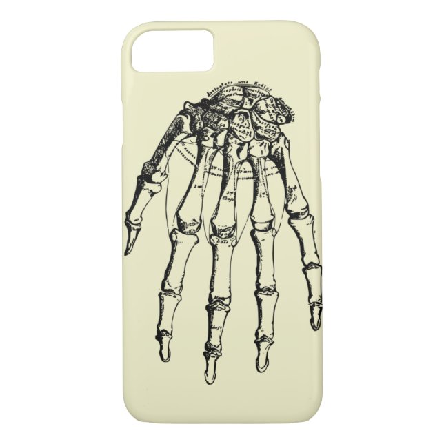 Phone case with a drawing of a skeleton hand (Back)