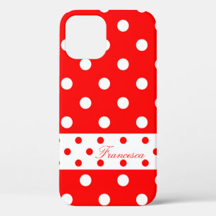 Phone Cover with my Name, Red White Polka Dots