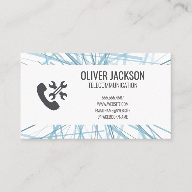 Phone Hardware Icon | Abstract Lines Business Card (Front)