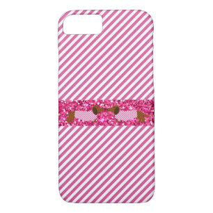 Phone / iPad case Dachshund Pink Glitter Stripes