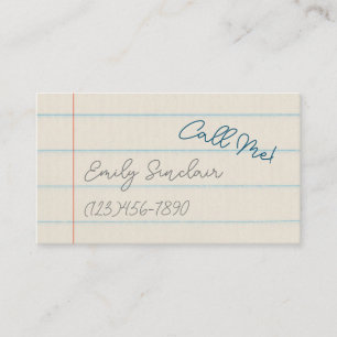 Phone Number Call Me Contact Card On School Paper