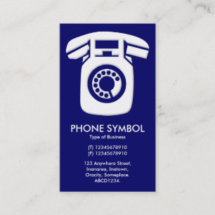 Phone Symbol - Dark Blue (000066) Business Card