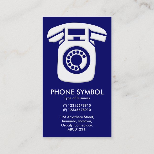 Phone Symbol - Dark Blue (000066) Business Card (Front)