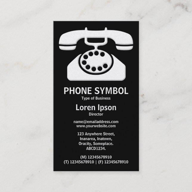 Phone Symbol II - Black (Platinum) Business Card (Front)
