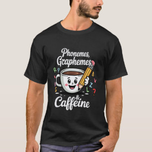 Phonemes Graphemes & Caffeine Funny Literacy Teach T-Shirt