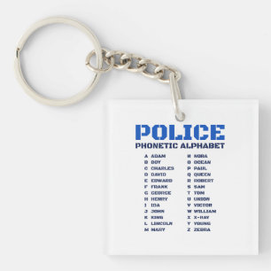 Phonetic Alphabet A to Z for Police Officers Key Ring