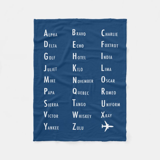 Phonetic Alphabet Aviation Fleece Blanket (Front)