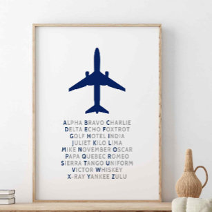 Phonetic Alphabet, Aviation Wall Art, Pilot Gift Poster