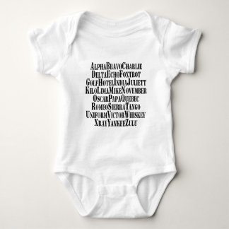PHONETIC ALPHABET / CODE WORDS BABY BODYSUIT