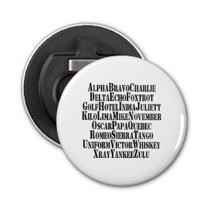 PHONETIC ALPHABET / CODE WORDS BOTTLE OPENER