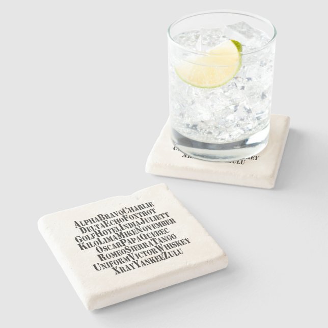 PHONETIC ALPHABET / CODE WORDS STONE COASTER (Side)