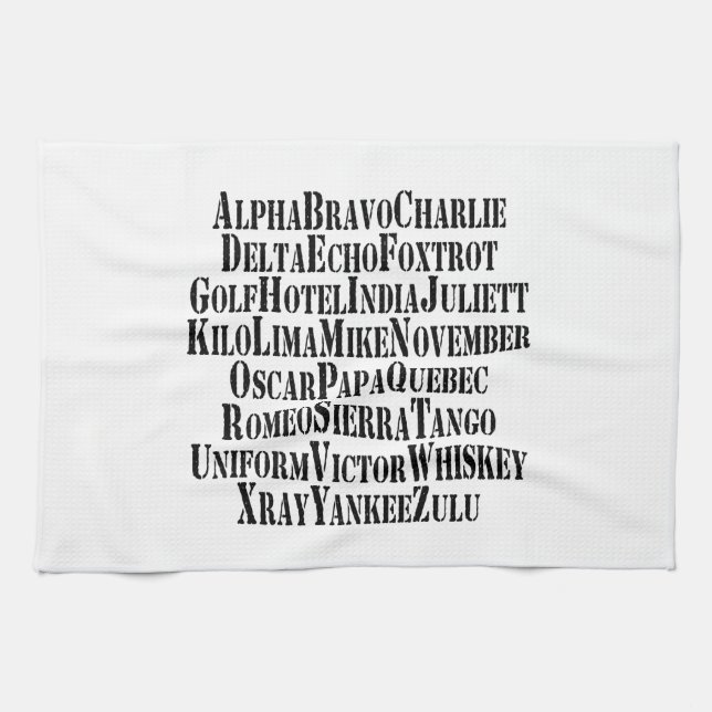 PHONETIC ALPHABET / CODE WORDS TEA TOWEL (Horizontal)