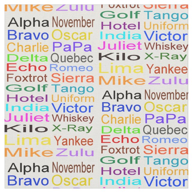 Phonetic Alphabet Fabric (Close Up)