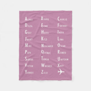 Phonetic Alphabet Girls Aviation Fleece Blanket