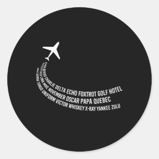 Phonetic Alphabet Pilot Aeroplane Classic Round Sticker