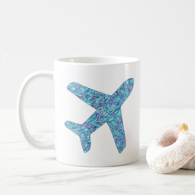 Phonetic Alphabet "Pilot" Aeroplane  Coffee Mug (With Donut)