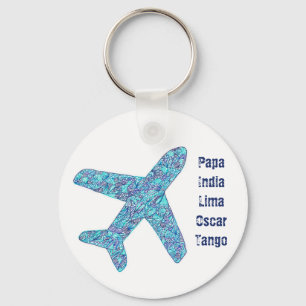 Phonetic Alphabet "Pilot" Aeroplane Key Ring