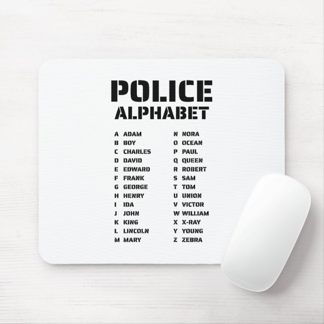 Phonetic Alphabet Police Mouse Pad (With Mouse)