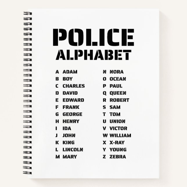 Phonetic Alphabet Police Notebook (Front)