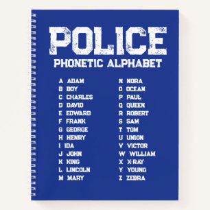 Phonetic Alphabet Police Notebook Adam-Zebra