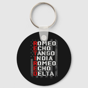 Phonetic Alphabet Retired Veteran American Flag Mi Key Ring