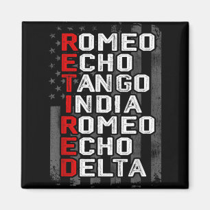 Phonetic Alphabet Retired Veteran American Flag Mi Magnet