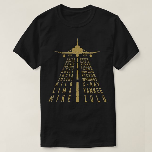 Phonetic Alphabet with F4 Phantom II Distressed De T-Shirt (Design Front)