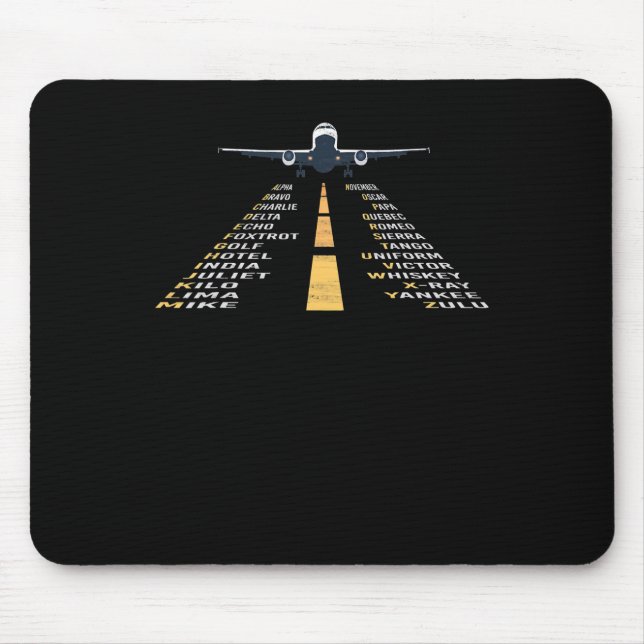 Phonetic Aphabet Pilot Cadet Aeroplane Gift Mouse Pad (Front)