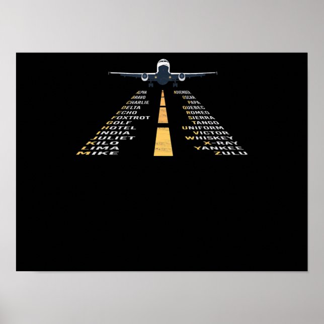 Phonetic Aphabet Pilot Cadet Aeroplane Gift Poster (Front)