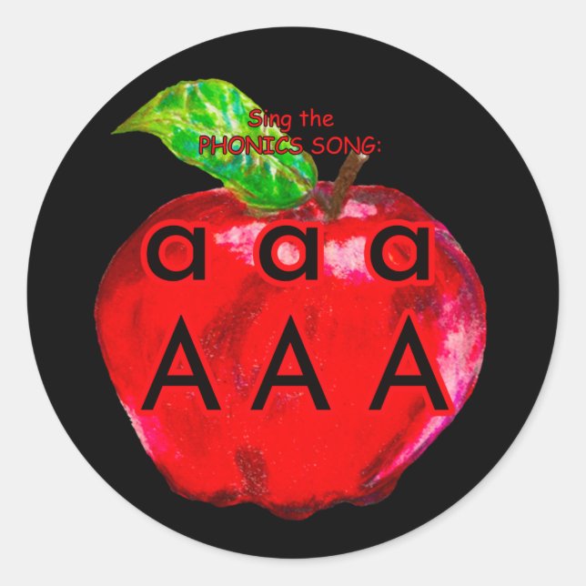 PHONICS SOUND "a A" Classic Round Sticker (Front)