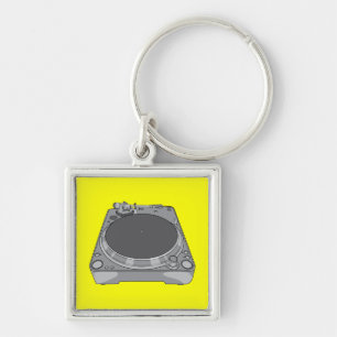 Phonograph Record Player Vintage Retro DJ Key Ring