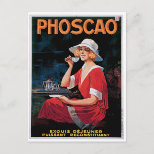 Phoscao Vintage Chocolate Drink Ad Art Postcard