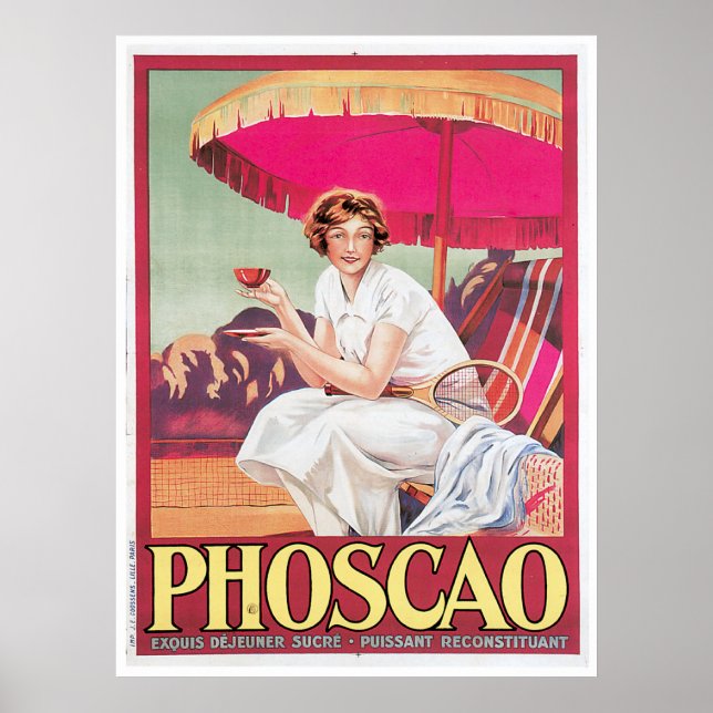 Phoscao Vintage Chocolate Drink Ad Art Poster (Front)