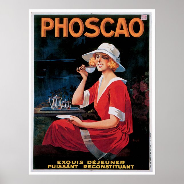 Phoscao Vintage Chocolate Drink Ad Art Poster (Front)