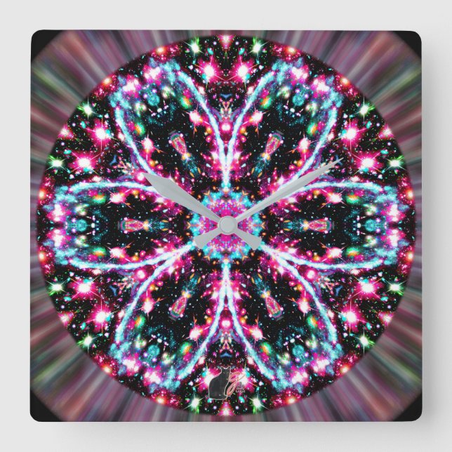 Phosphorescence Stellar Kaleid Square Wall Clock (Front)