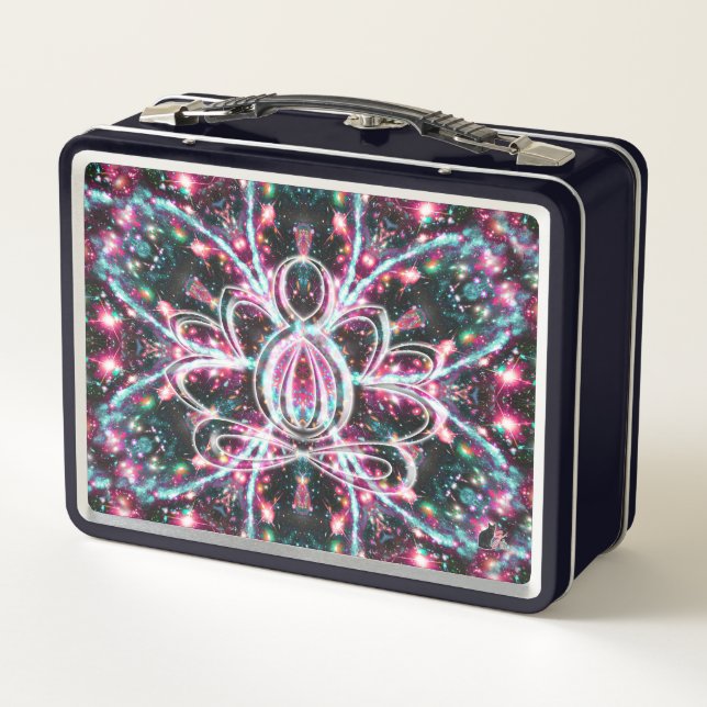 Phosphorescence Zen Lotus Metal Lunch Box (Back)