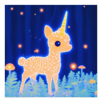 Phosphorescent Golden Fawnicorn Photo Print