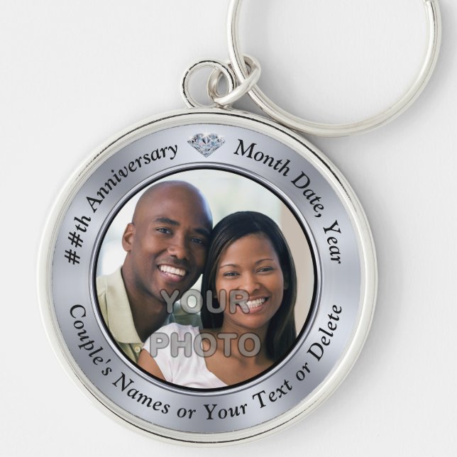 PHOTO 10 Year Anniversary Ideas for Husband Key Ring (Front)