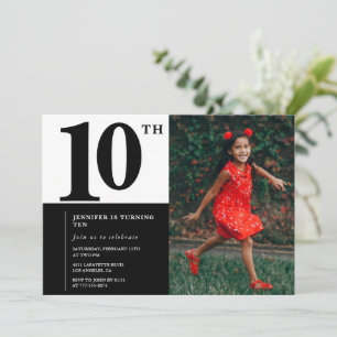 Photo 10th birthday invitations Elegant Chic