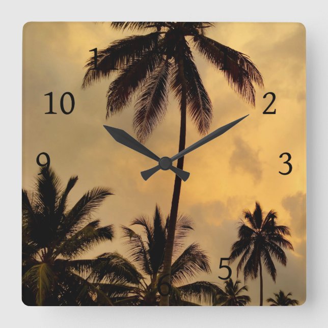 Photo 11 Palm Trees Square Wall Clock (Front)