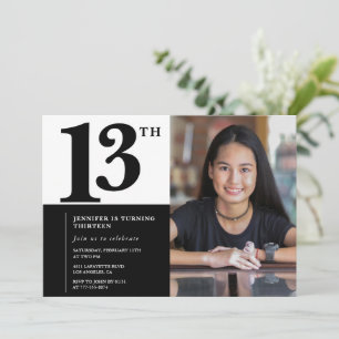 Photo 13th birthday invitations Elegant Chic