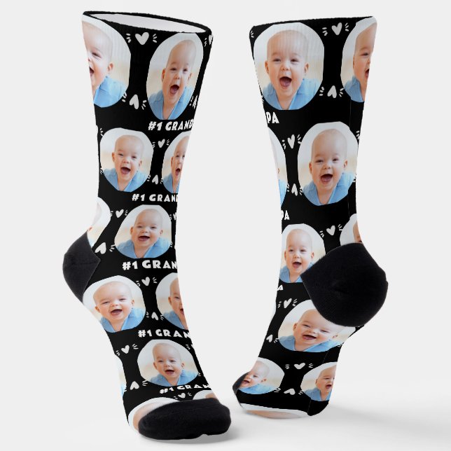 Photo #1 Grandpa Baby or Child Father's Day Black Socks (Angled)
