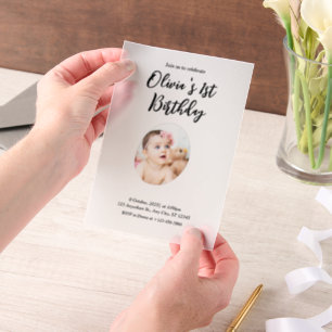 Photo 1st Birthday  Vellum Invitations