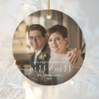 Photo 1st Christmas Mrs and Mrs LGBTQ White Script