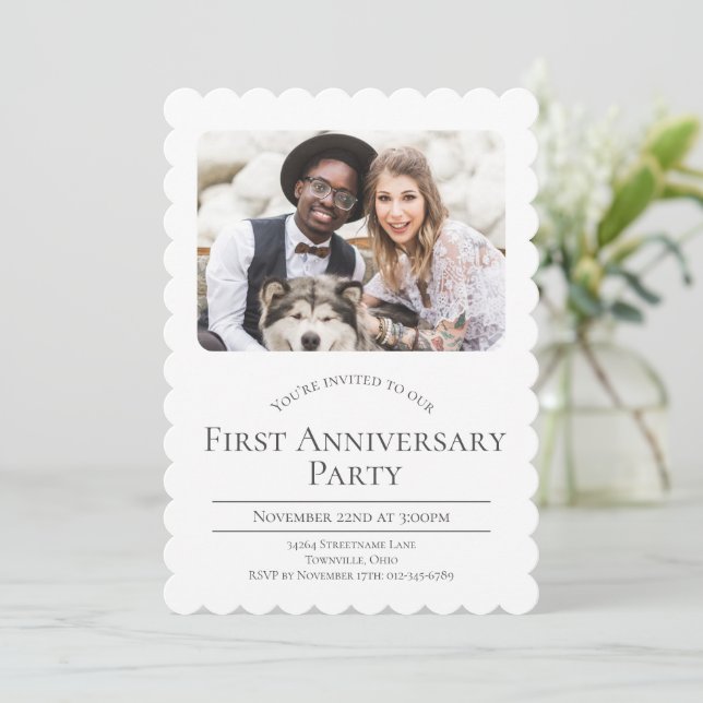 Photo 1st Wedding Anniversary Invitation (Standing Front)