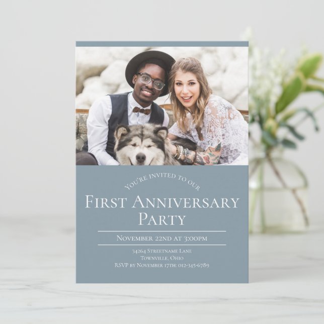 Photo 1st Wedding Anniversary Invitation (Standing Front)