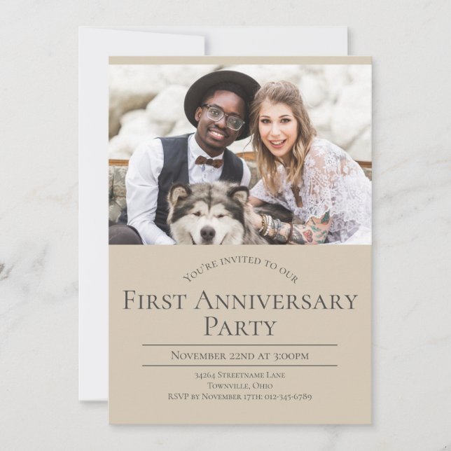 Photo 1st Wedding Anniversary Invitation (Front)
