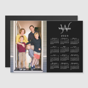 Photo 2023 Calendar Monogram Name Black Magnet