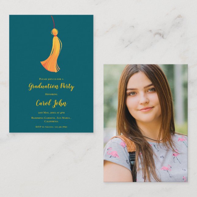 Photo 2025 Graduation Tassel Party Mini Invitation (Front/Back)